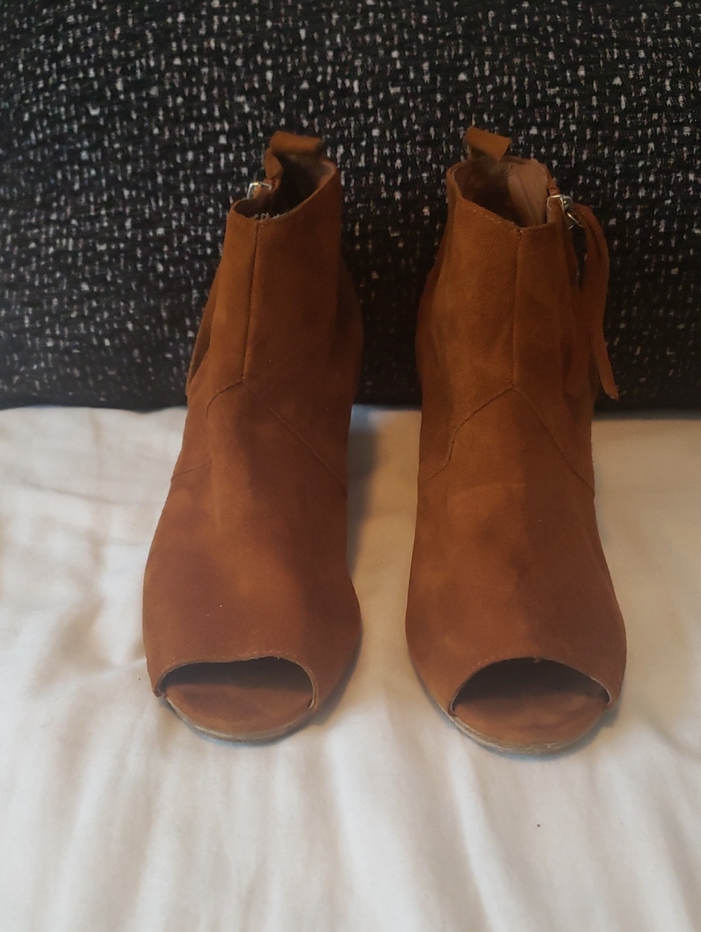 Dolce Vita Tan Suede Peep-Toe Ankle Booties